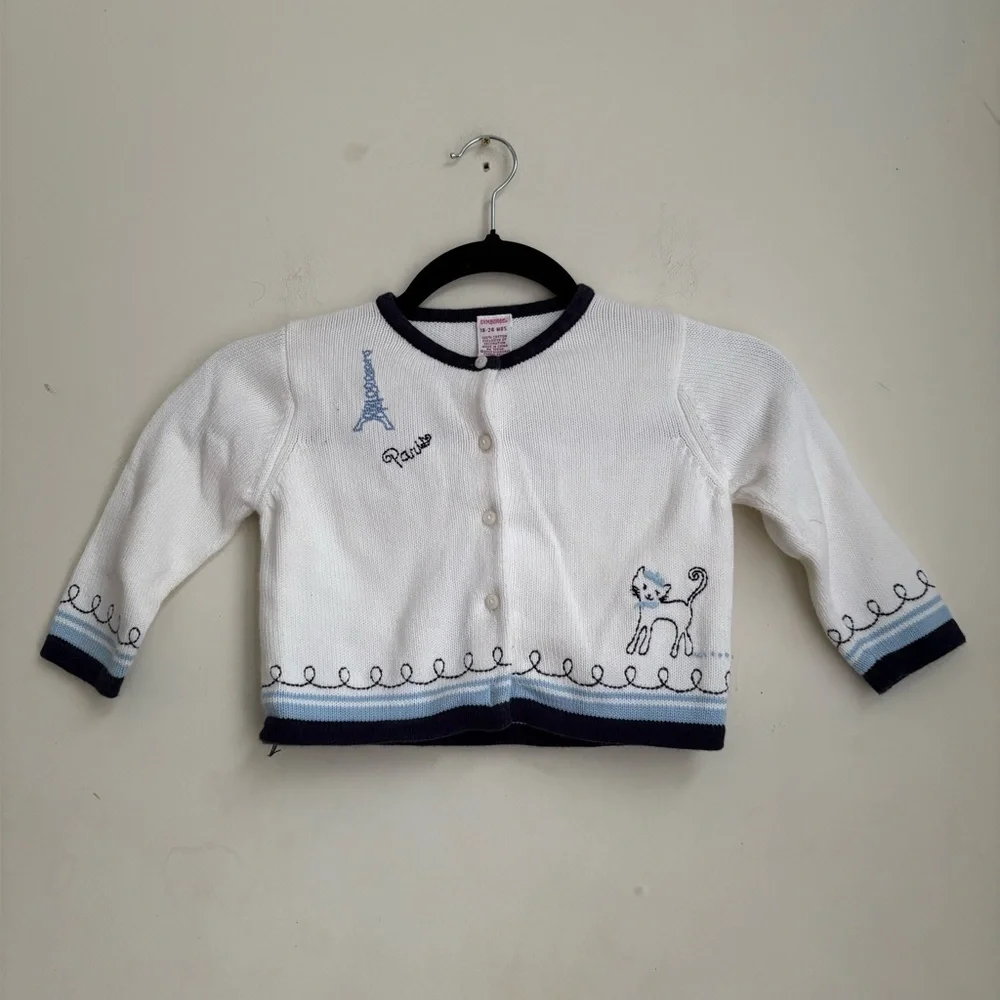 Gymboree Cardigan Sweater Pais Kitten  Print Buttons 18-24 Months EUC